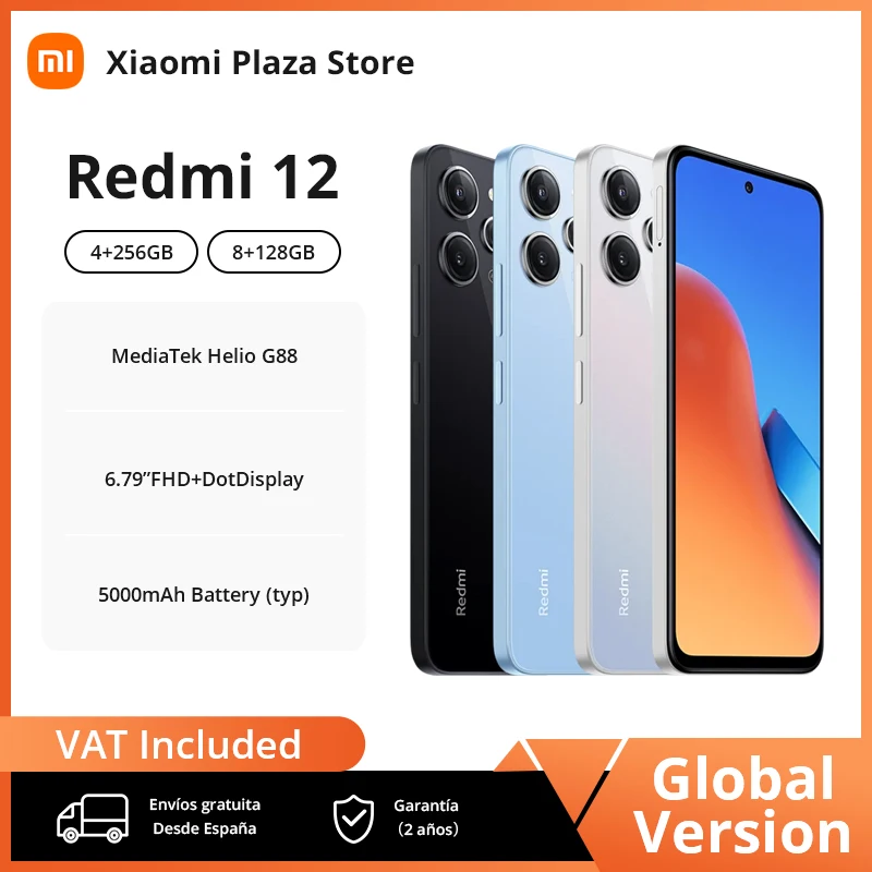 Versione globale Xiaomi Redmi 12 Smartphone IP53 batteria grande 5000mAh 50MP Al tripla fotocamera MediaTek Helio G88 90Hz FHD + Display