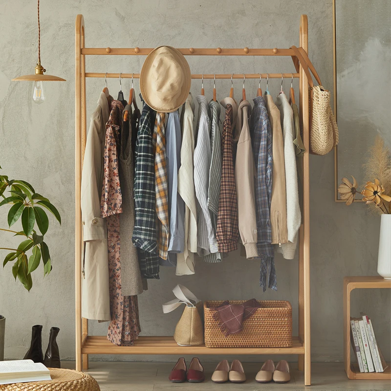 

Вешалка для одежды из массива дерева, напольная и домашняя вешалка для одежды в спальню, поперечная вешалка для одежды
