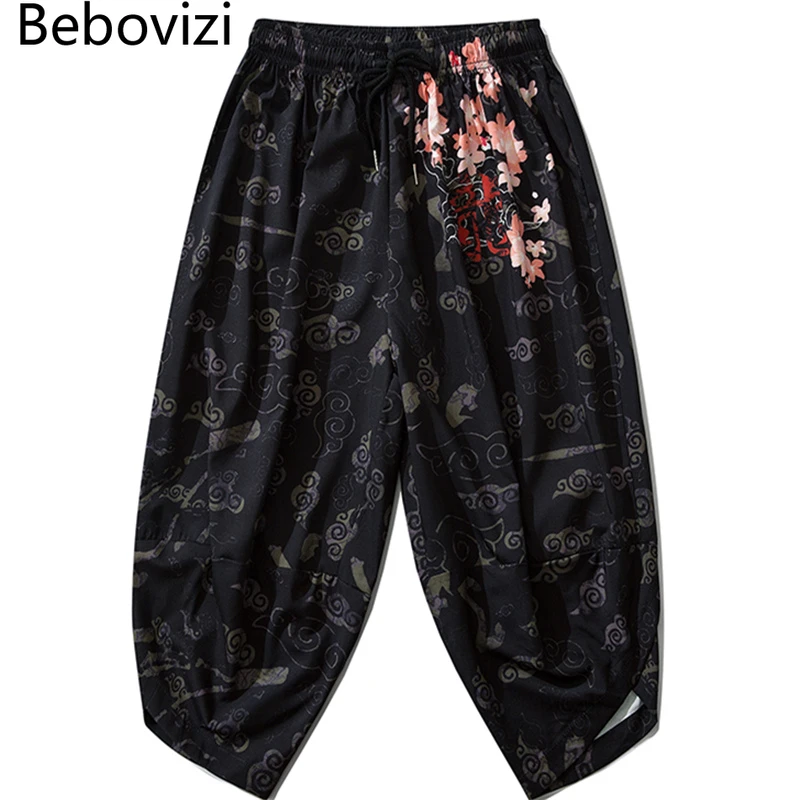 Thin Japanese Kimono Pants Women Men Samurai Harem Pants Loose Elastic Waist Chinese Style Cosplay Trousers men harem pants