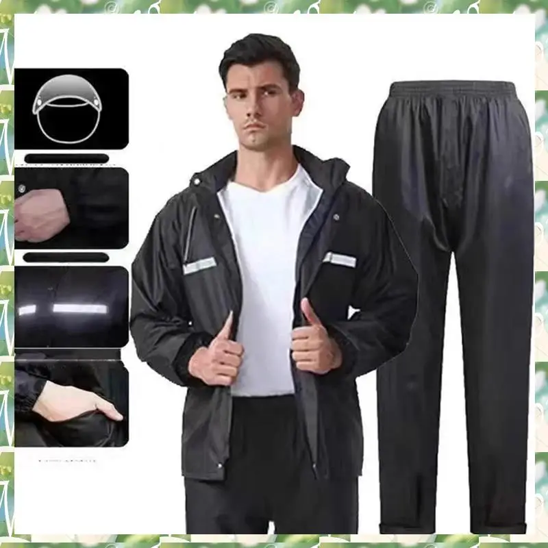 Men's Raincoat Set Rainproof Mask Raincoat Outdoor Work Hiking Cycling Fishing Storm Proof Poncho , XXXL 1 PCS