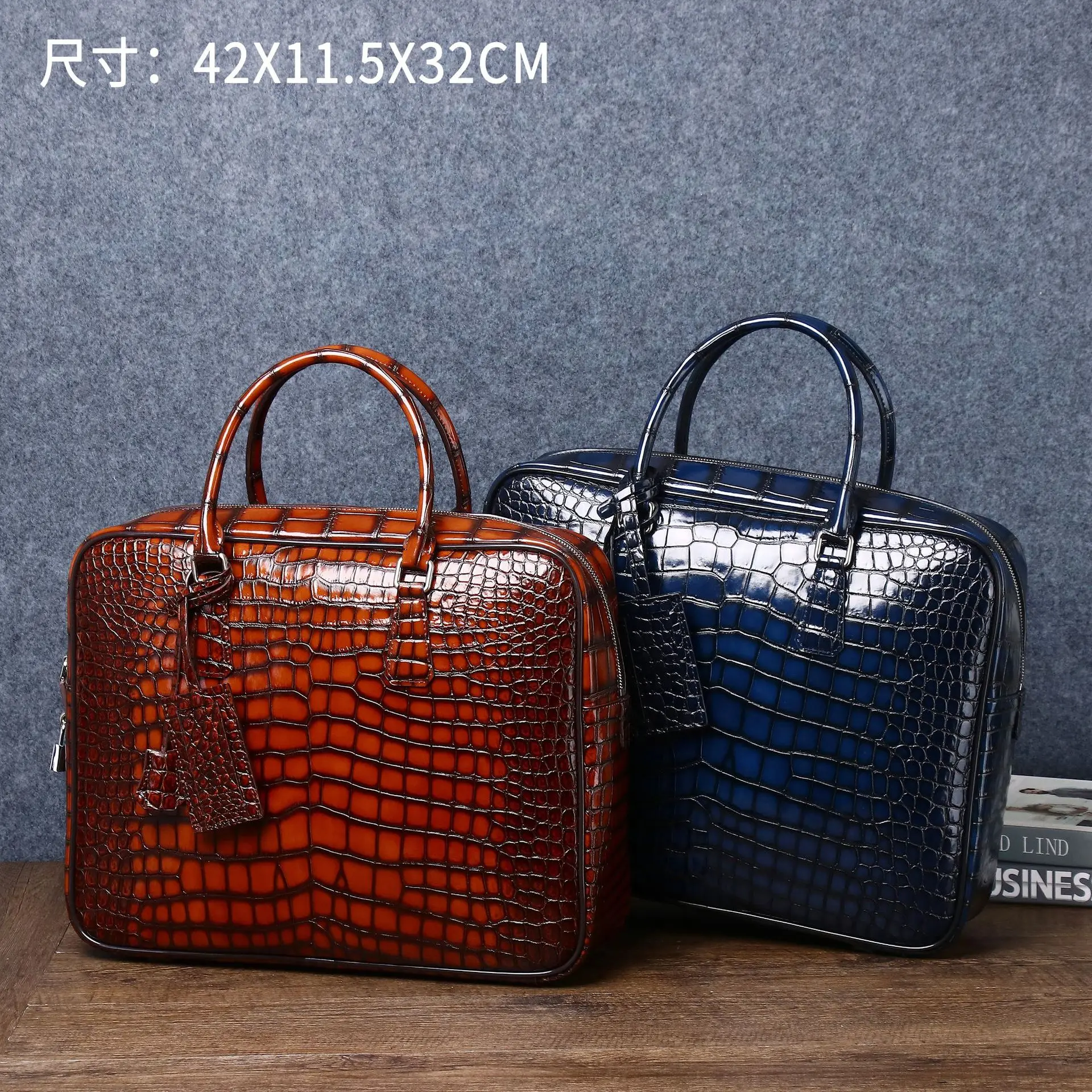 

Crocodile Men's Briefcase Size and Large Capacity Handbag Trip Computer Business Bag Messenger Bag Men Leather сумка мужская