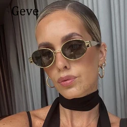 Vintage Women's Oval Sunglasses New Fashion Steampunk Sunglasses Ladies Classic Retro Small Metal Brand Designer Eyewear UV400
