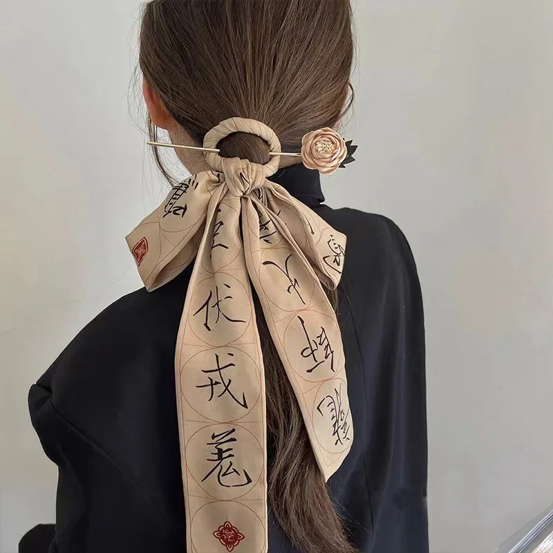 

Hairpin Streamer Headband After Compression Simple Antique Female Bow Hanfu Headdress Disc Hair Accessories Modern Hair Bands