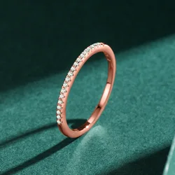 Sterling Silver Elegant Women's Ring with Dazzling Clear CZ Stones - 8 (Rose gold color)