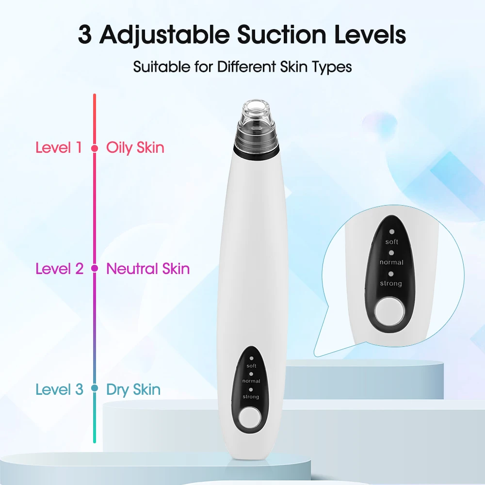 Blackhead Remover Facial Pore Cleanser Acne Remover Visual Facial Cleaner Nose Blackhead Deep Pore Acne Pimple Removal Vacuum Suction Diamond Beauty Tool USB Face Household