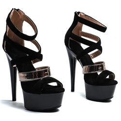 Leecabe 15CM/6Inch Suede  upper  platform sandals  High-heeled Shoes  sexy  Pole Dancing Shoes