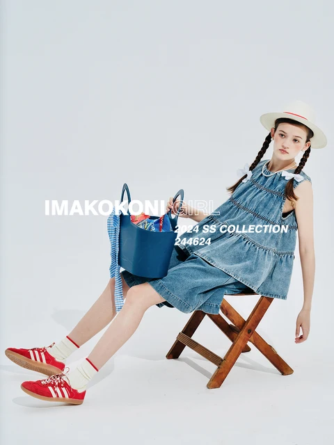 Imagikoni-レディースルーズノースリーブデニムトップ