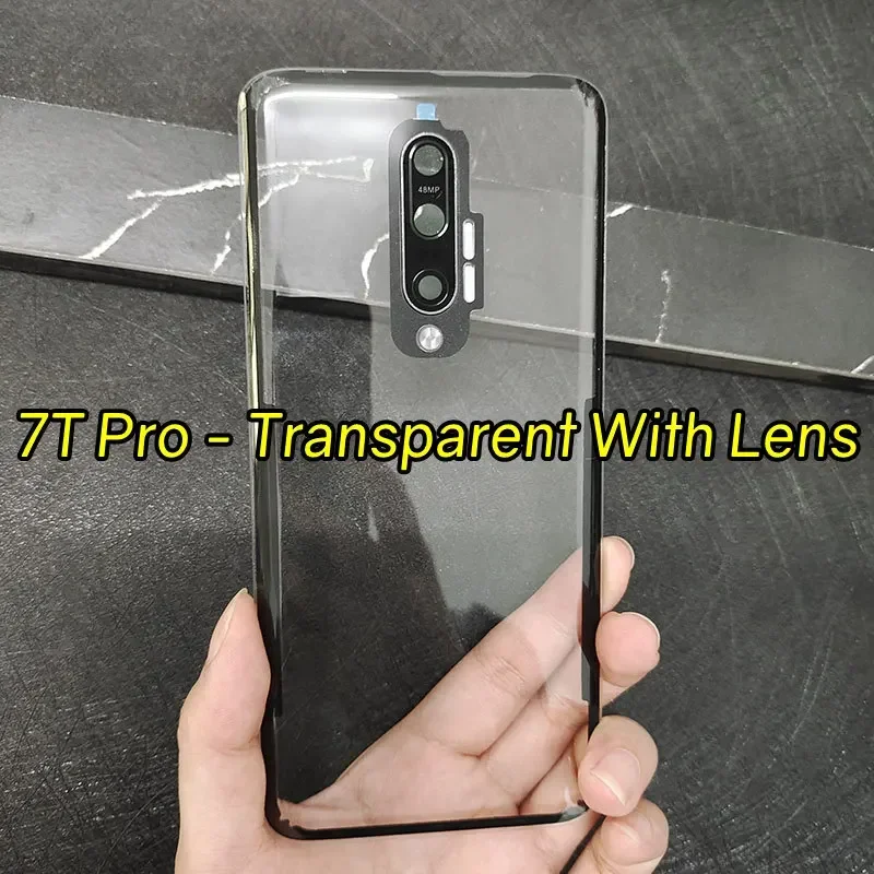 Clear Glass Back Cover For Oneplus 7 7T Pro Battery Door