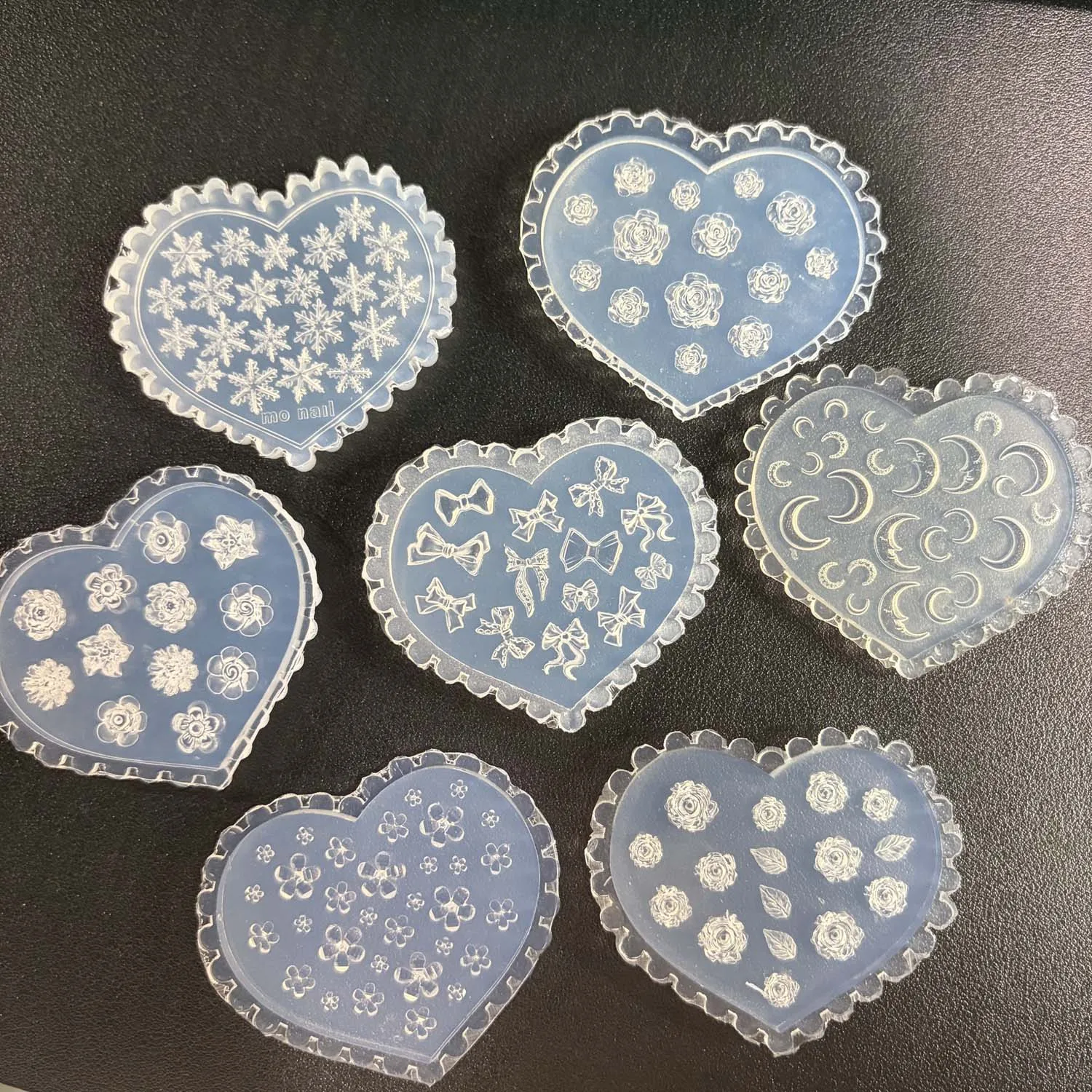 꽃, 눈송이, 달, 리본 모양 네일아트 실리콘 몰드 3D 레진 몰드 DIY 네일 ..