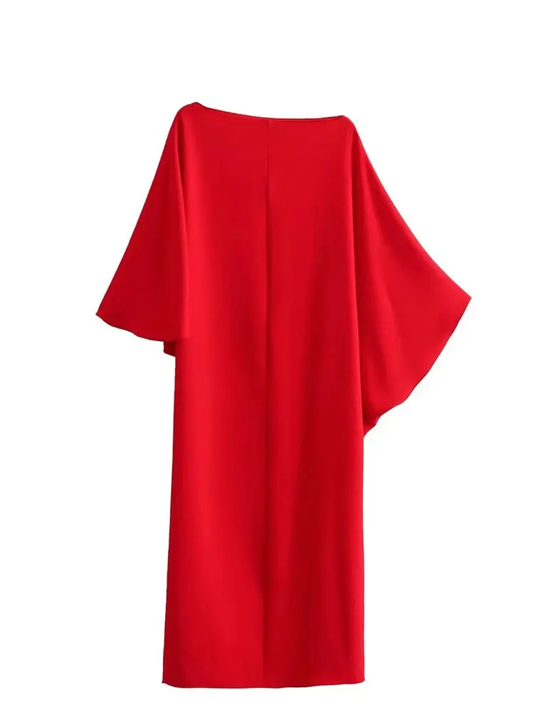 HH Women Asymmetrical Dress Solid Casual Loose Cape Style Long Dresses 2024 Woman Elegant Evening Dress vestido