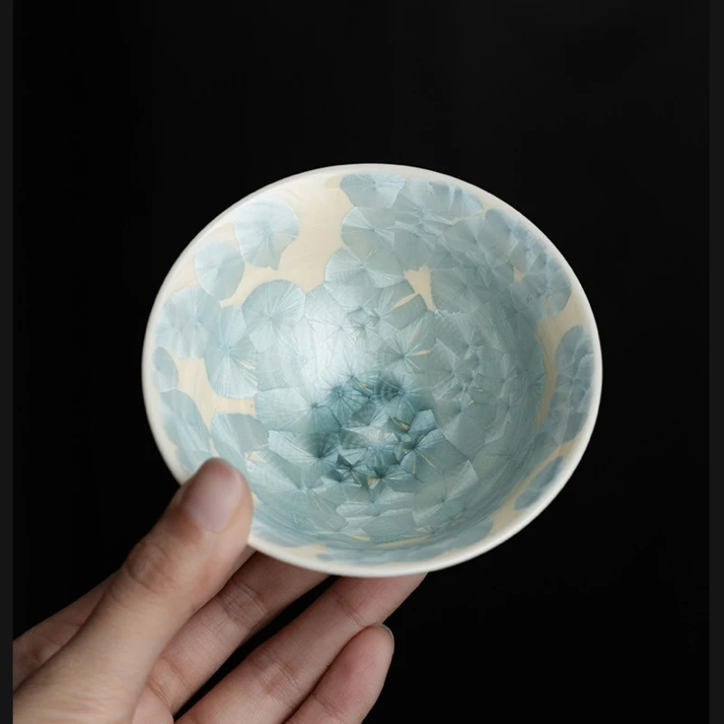 Crystal glaze crystal flower master cup tea cup kiln transformed bamboo hat cup personal special gift box set