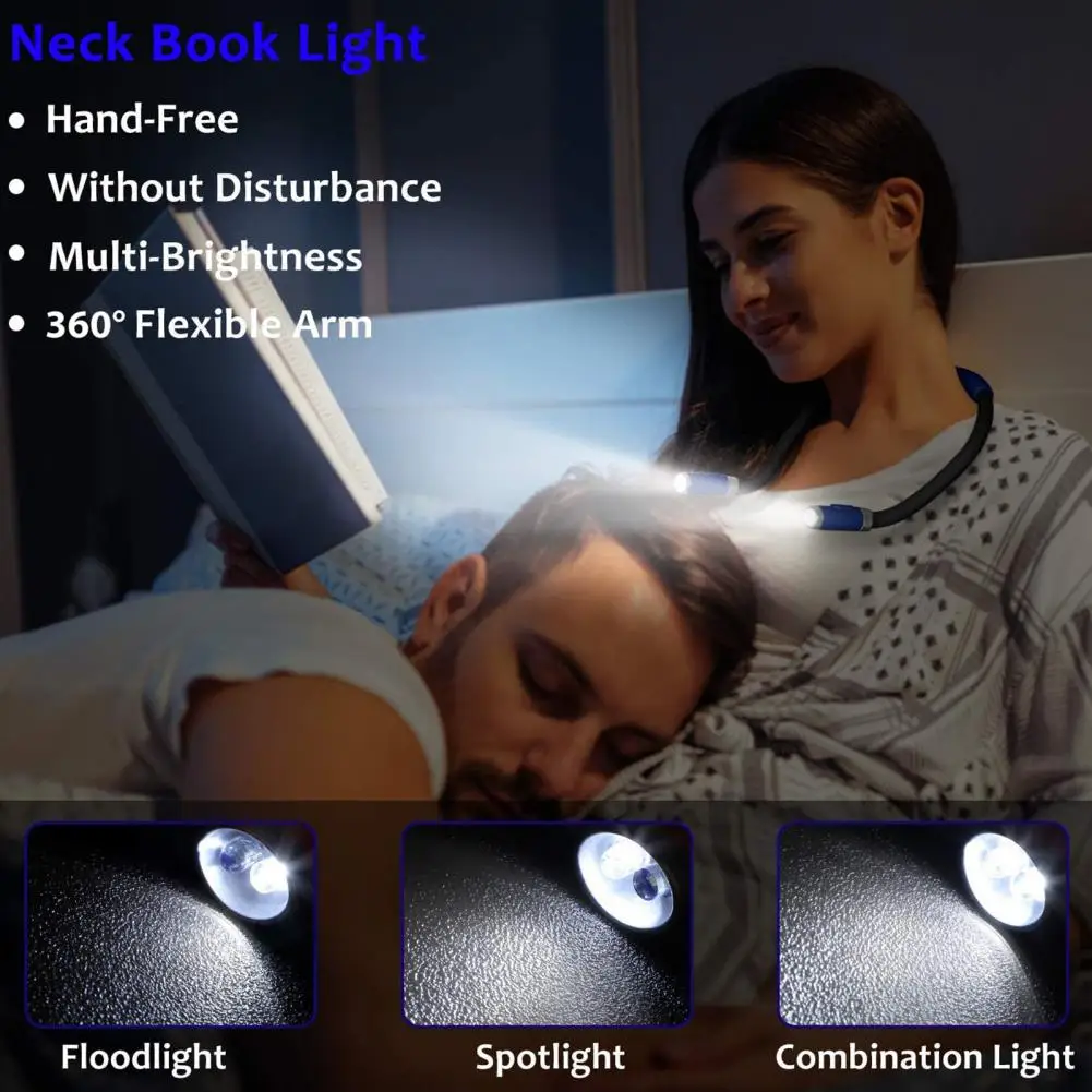 

Portable Book Light Flexible Handsfree Led Neck Light Bedside Hug Reading Lamp Novelty Led Night Light Flashlight Book Lamp