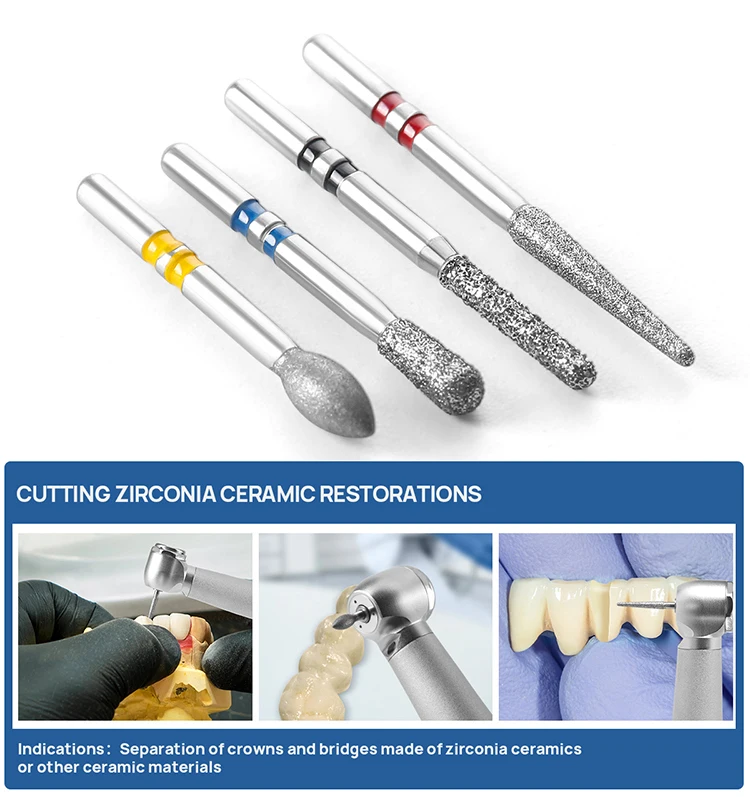 10 Teile/schachtel AZDENT Dental Diamant Bohrer FG1,6mm Schaft für High Speed Handstück Schneiden Zirkonia Keramik Mehrere Diamant Beschichtung Bohrer – Detail 5