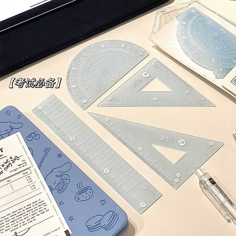 4 In 1 Plastic Ruler Stationery Set Plastic Multifunctional Combination Ruler Triangle Protractor for Drawing set de papeler&iacute;a