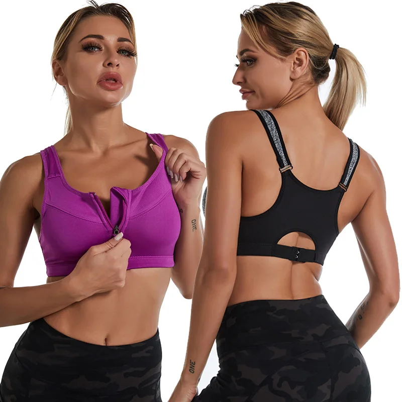 

Sexy Women Sports Bras Front Zippered Yoga Fitness Vest Shockproof Gym Wireless Bra Beautiful Back Breathable Intimates Tank Top