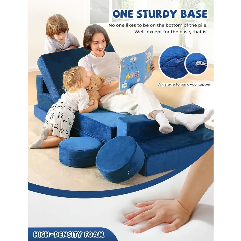 Modular Kids Play Couch, K12 320+DIY Convertible Foam Play Couch for Boys & Girls, Versatile Kids Play Couch Building Fort 3