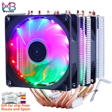 Heatpipes 6 4PIN RGB PWM Silencioso CPU Cooler Radiator 130W Para Intel LGA 1150 1151 1155 1200 1366 2011 X79 X99 AM3 AM4 Ventilador