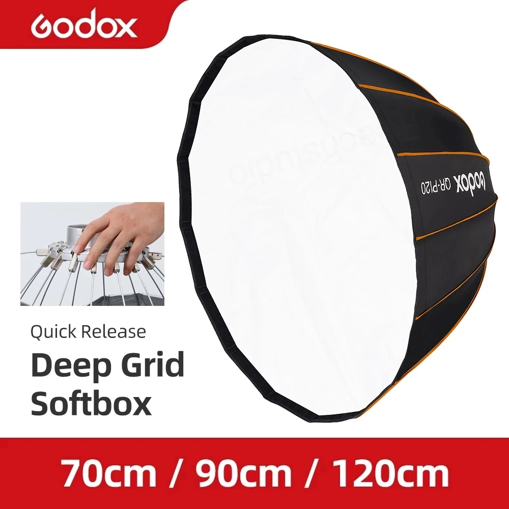 Bowens Godox QR-P120 120cm Parabolic Quickly Releas Deep Softbox+Grid For Studio Flash 