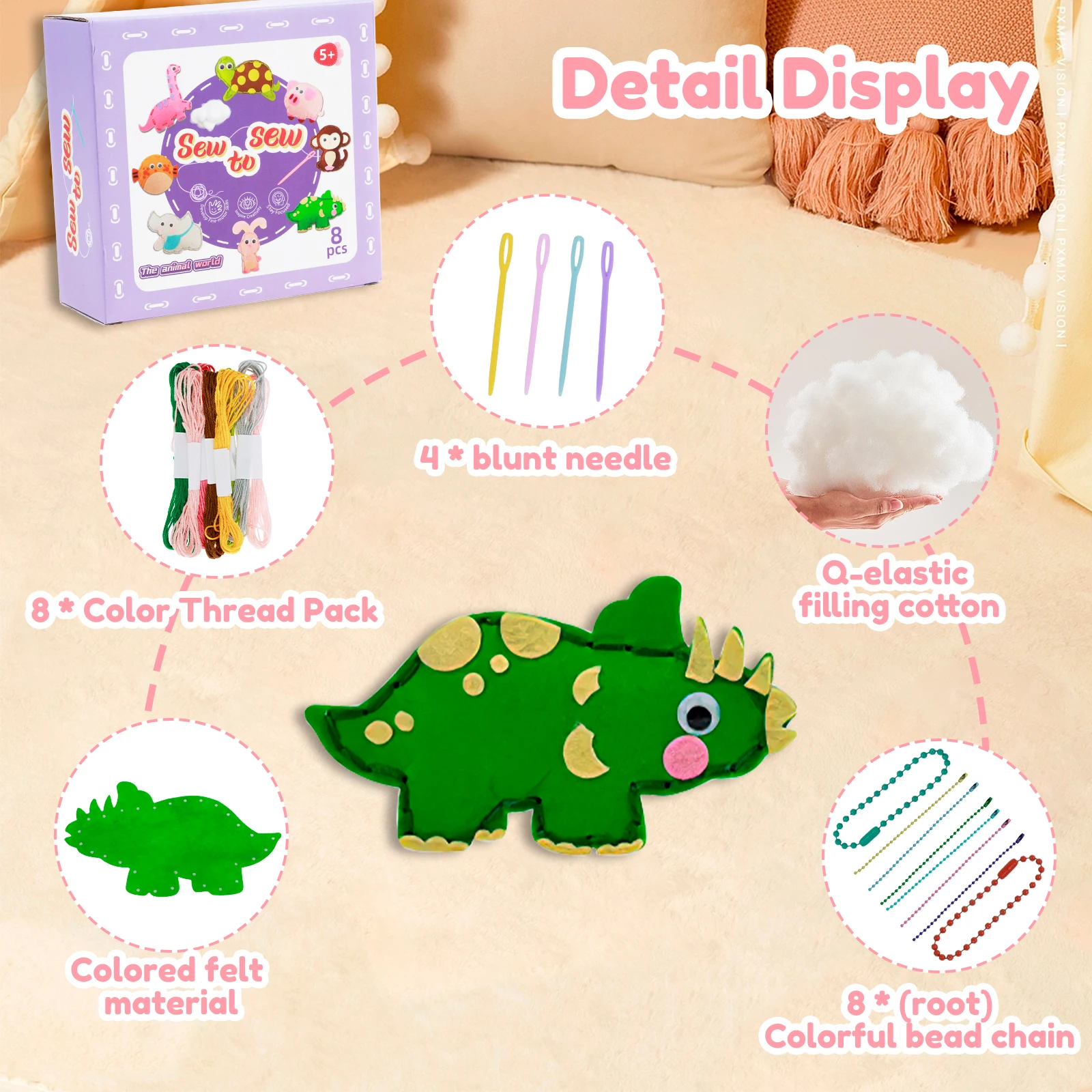 Kids Crafts Sewing Kit DIY Felt Material Sewing Kit Fun Keychain Pendant Felt Crafts Creative Kids Early Education Toys
