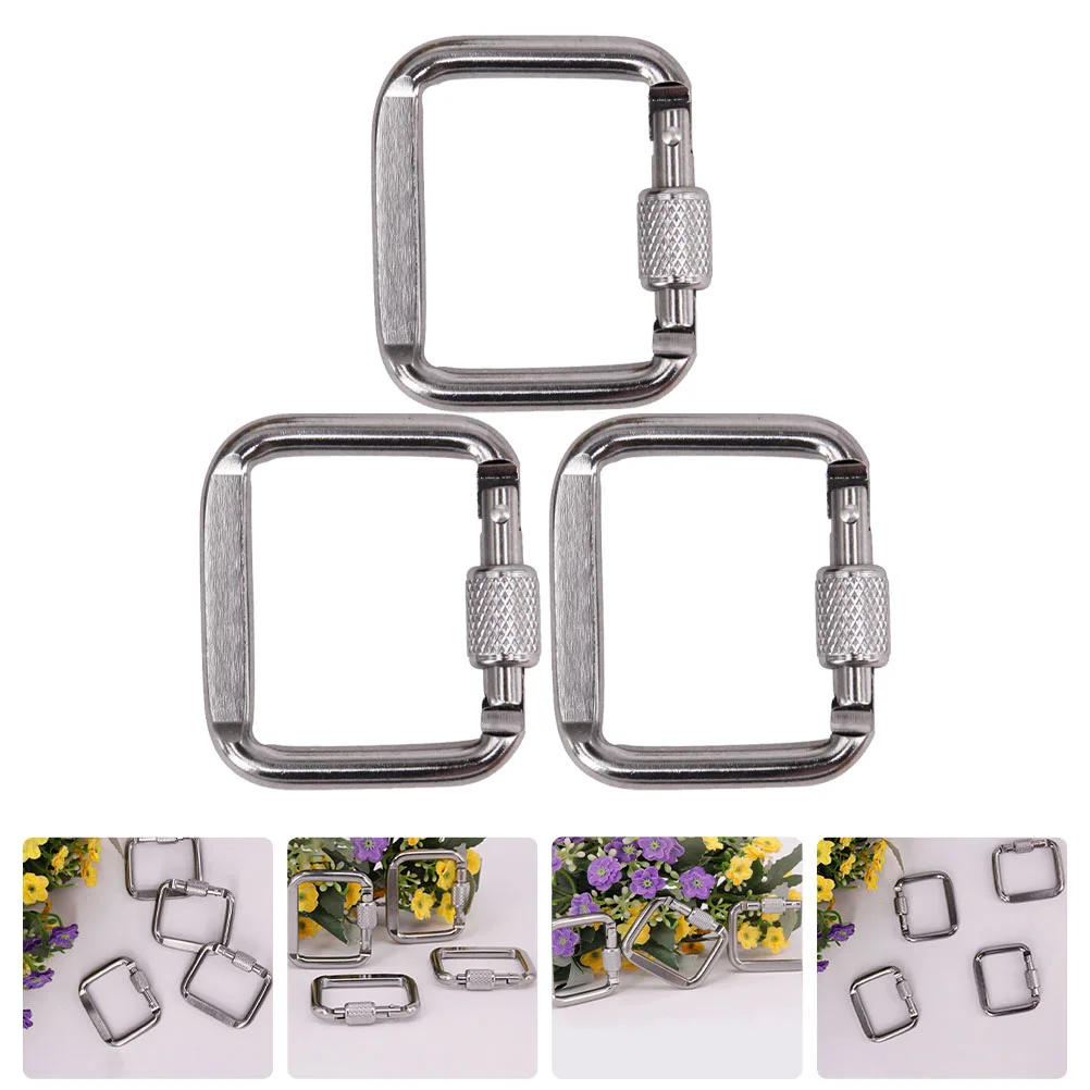 

3 PCS Camping Button Keychain Carabiner for Outdoor Durable Keychains Climbing Buckle Aluminum