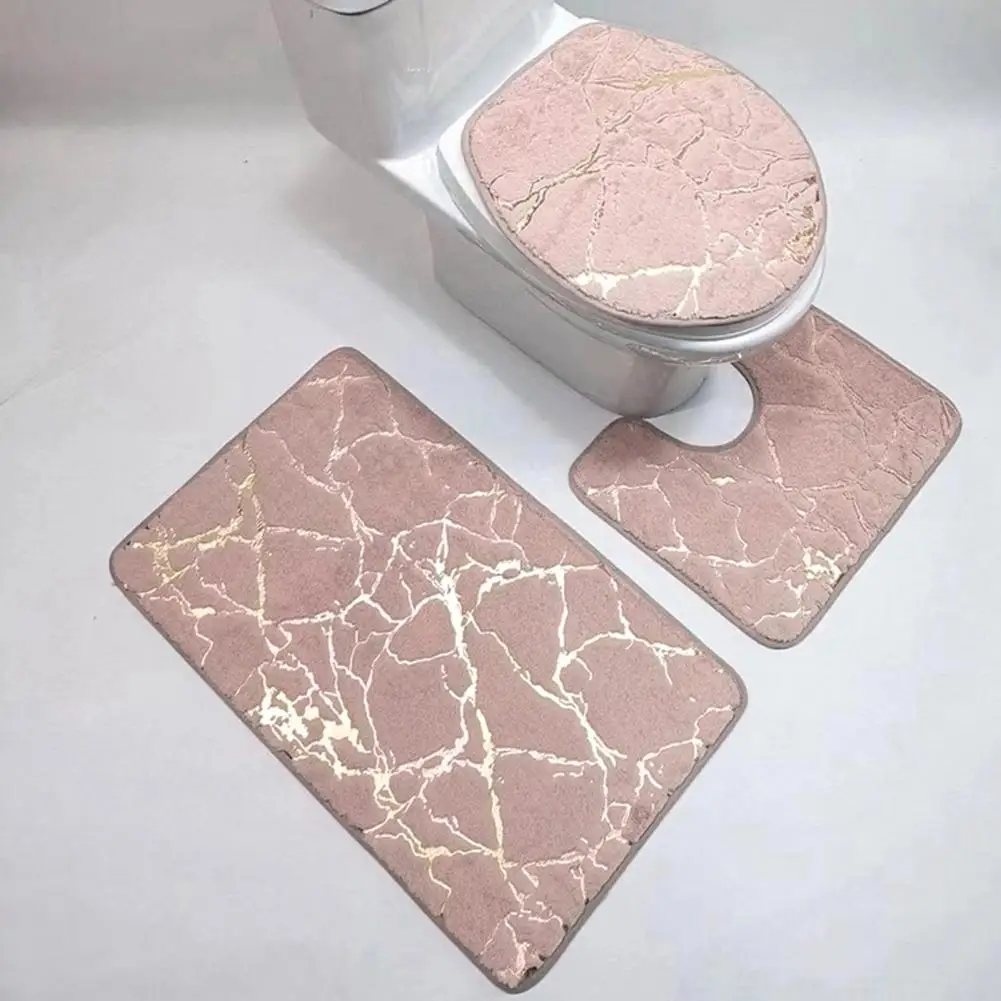 3Pcs/Set Bathroom Set Non-slip Toilet Carpet Shower Rug Marble Toilet Lid Cover Bathroom Rug Bath Mat Accessories bathroom mats