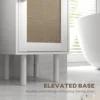 Homcom Tall Bathroom Storage Cabinet with Rattan Doors, Freestanding Bathroom Cabinet with Open Shelf, Drawer, White 6