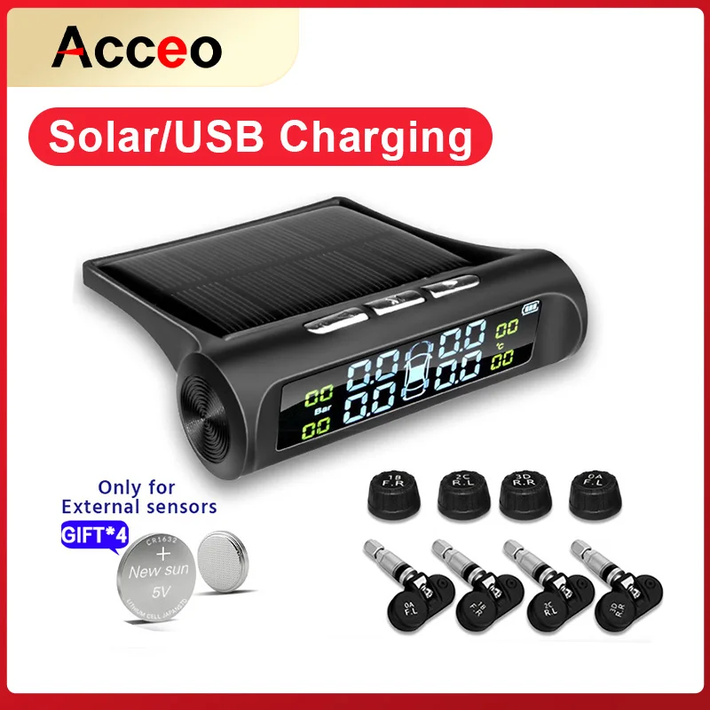 Eace K01/k02 Car Safety Tire Pressure Alarm System Solar Power Digital