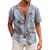 Hawaiian Floral Shirts Beach Summer Button Shirt Men's Beach Vacation Breathable Short Sleeved Shirtfashionable Cool Lapel Shirt 3