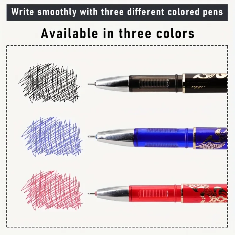 112pcs/set 0.5mm Erasable Gel Pen Classic Patterned Pen Friction Magic 3-color Gel Pen Blue Black Red Writing Supplies