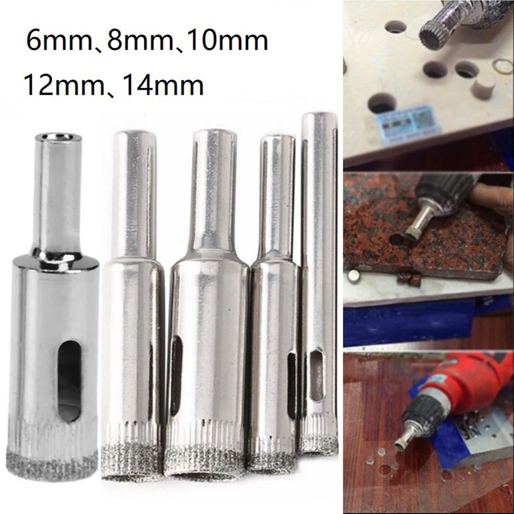 

5PCS 6-14mm Hole Saw Drill Bits Diamond For Glass Ceramic Tile Marble Cutting Plating Hole Drill Bits For Drilling Glass