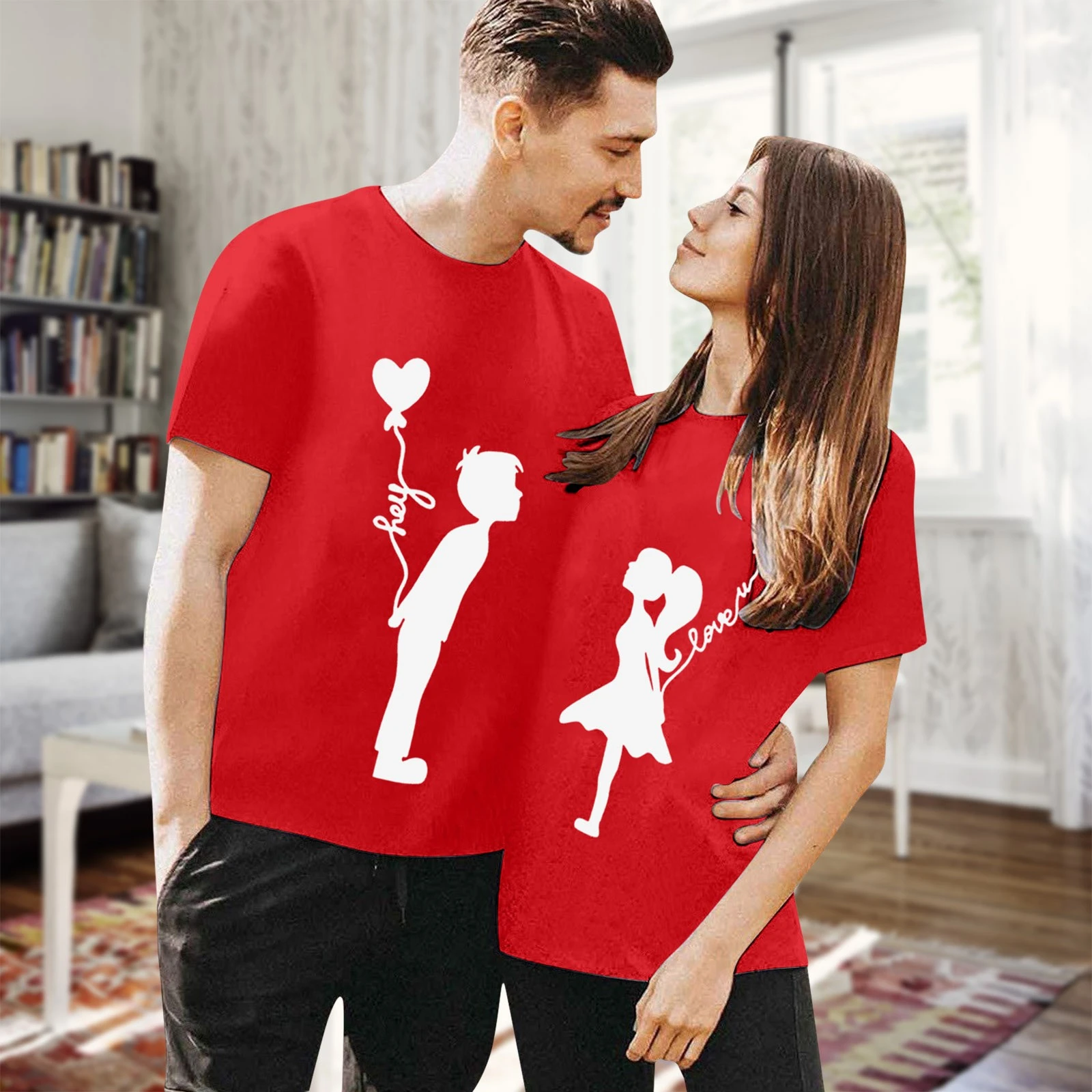 Camisetas estampadas de San Valentín para parejas, camisas a juego, camiseta  de manga corta, blusa para mujer, ropa Harajuku a la moda| | - AliExpress