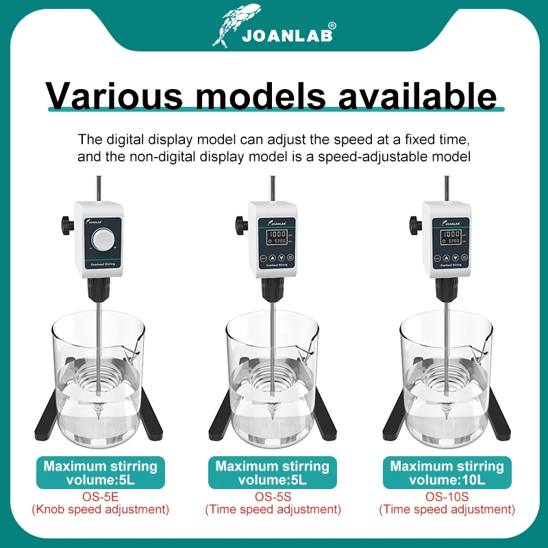 JOANLAB Stirrer Laboratory Digital Display Overhead Stirrer Electric Mixer Laboratory Equipment 5/10L 1200rpm 110/220V OS-10S