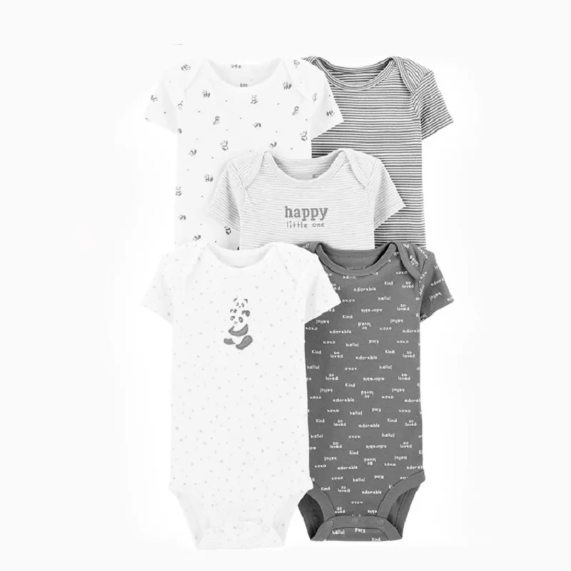 Baby Summer Clothes Newborn Boy Girl Cartoon Animal O-neck Short Sleeve Rompoer Babies Costume Unisex 2022 New Born 5pcs Set Baby Bodysuits expensive