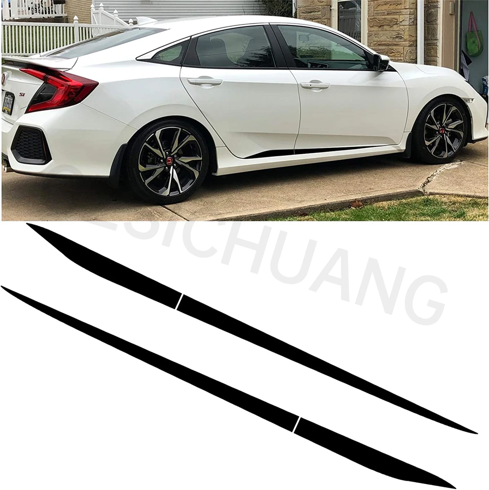 BOYUER 8-Pc Red Interior Door Panel Trim Kit For 10th Gen Honda Civic 2016-2020