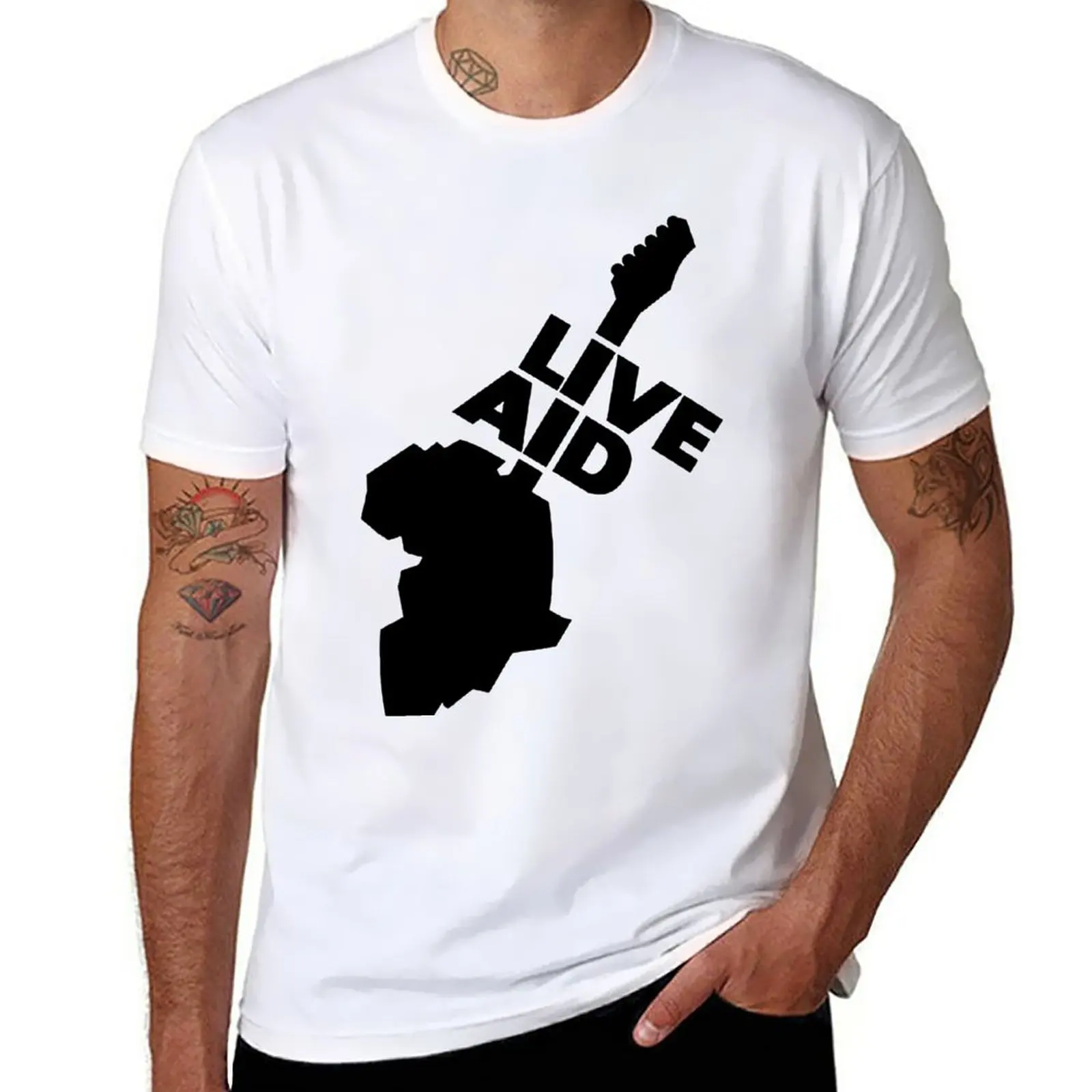 Nuovo 1-Live Aid Freddy Mercury Queen Band T-Shirt T-Shirt Anime T-Shirt Vintage T-Shirt Per Un Ragazzo Vestiti Da Uomo