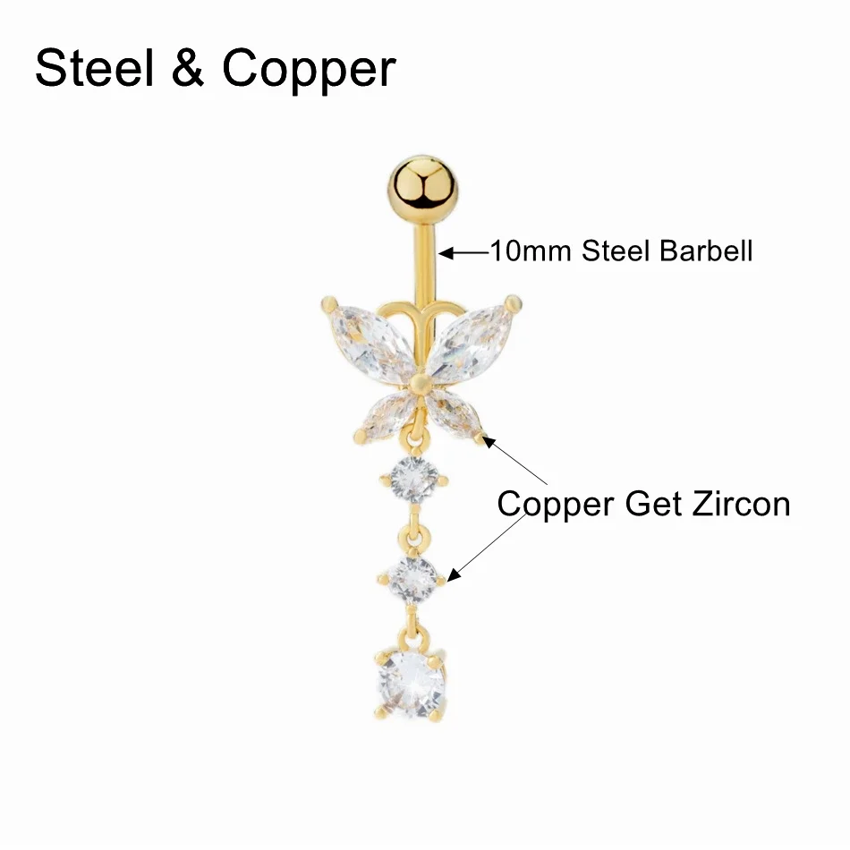 14G Titanium Bar Belly Button Rings Dangle CZ Charms 6mm 16mm Curved Barbell Navel Piercing Jewelry for Women Body Accessories 5