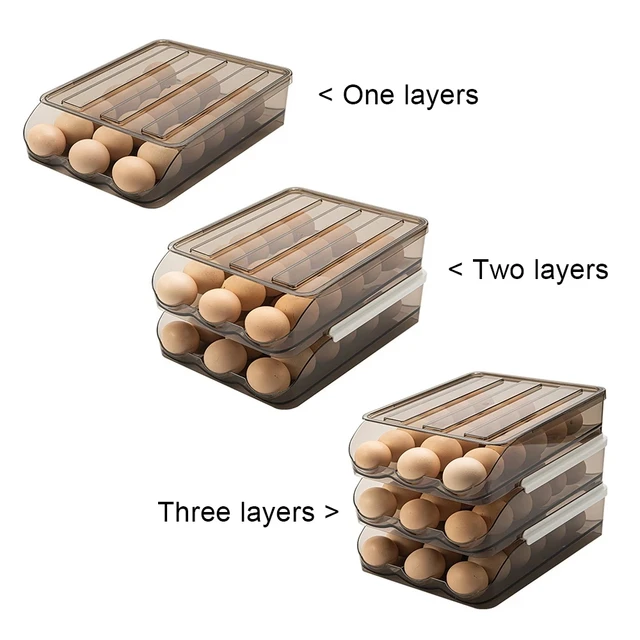 Automatikus Csúszó Tojástároló Doboz Átlátszó Fiók Egymásra Rakható Tojás Állvány Tálca Tartó Kosár Konyha Hűtőszekrény Szervező - Image 5