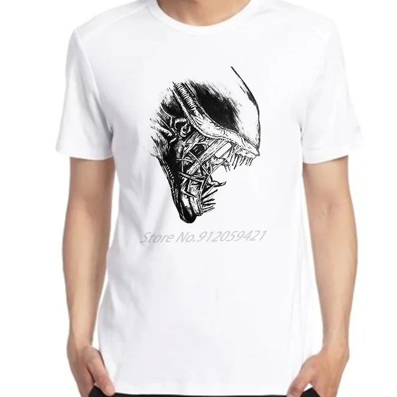 Magliette Grafiche Classiche Aliens Xenomorphs Head Wariior 80S Cult Movie Sci Fi T-Shirt Oversize A Maniche Corte Abbigliamento Uomo