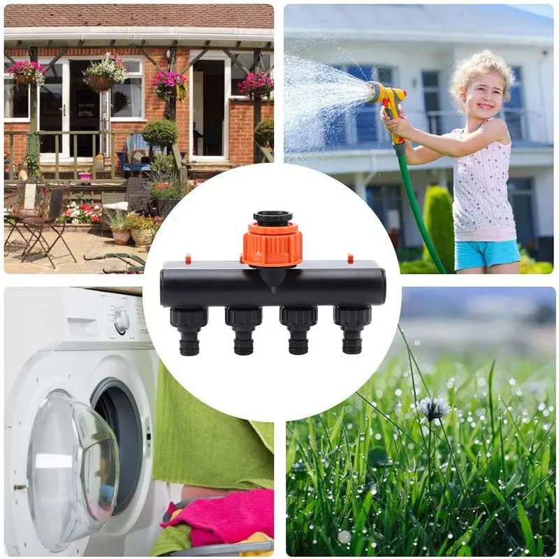 Garden Hose Pipe Splitter 4-Way Faucet Diverter Tap Hose Connector Four Independent Switches For Home Lawn Irrigation