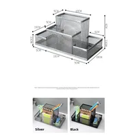 Black Mesh Desk Organizer with Pencil Holder And Storage Baskets 3 Compartments Office Supplies Caddy for Desktop Accessories 6