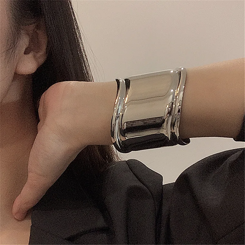Bangle Bracelet Zirconia Bangle Silver Gold Color Open Wide Cuff Bangles Jewelry For Women