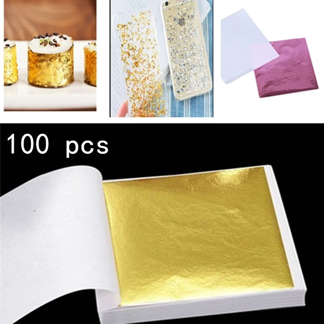 100PCS 24K Gold Leaf Edible Gold Foil Sheets for Food Cake Decoration Arts  Crafts Paper Home Real Gold Foil Gilding - AliExpress