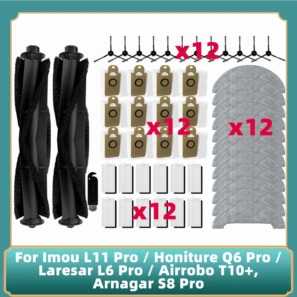 para Imou L11 Prohoniture q6 Prolaresar l6 Proairrobo T10+arnagar s8 Pro Escova Principal Escova Lateral Mop Filtro e Bolsa de pó