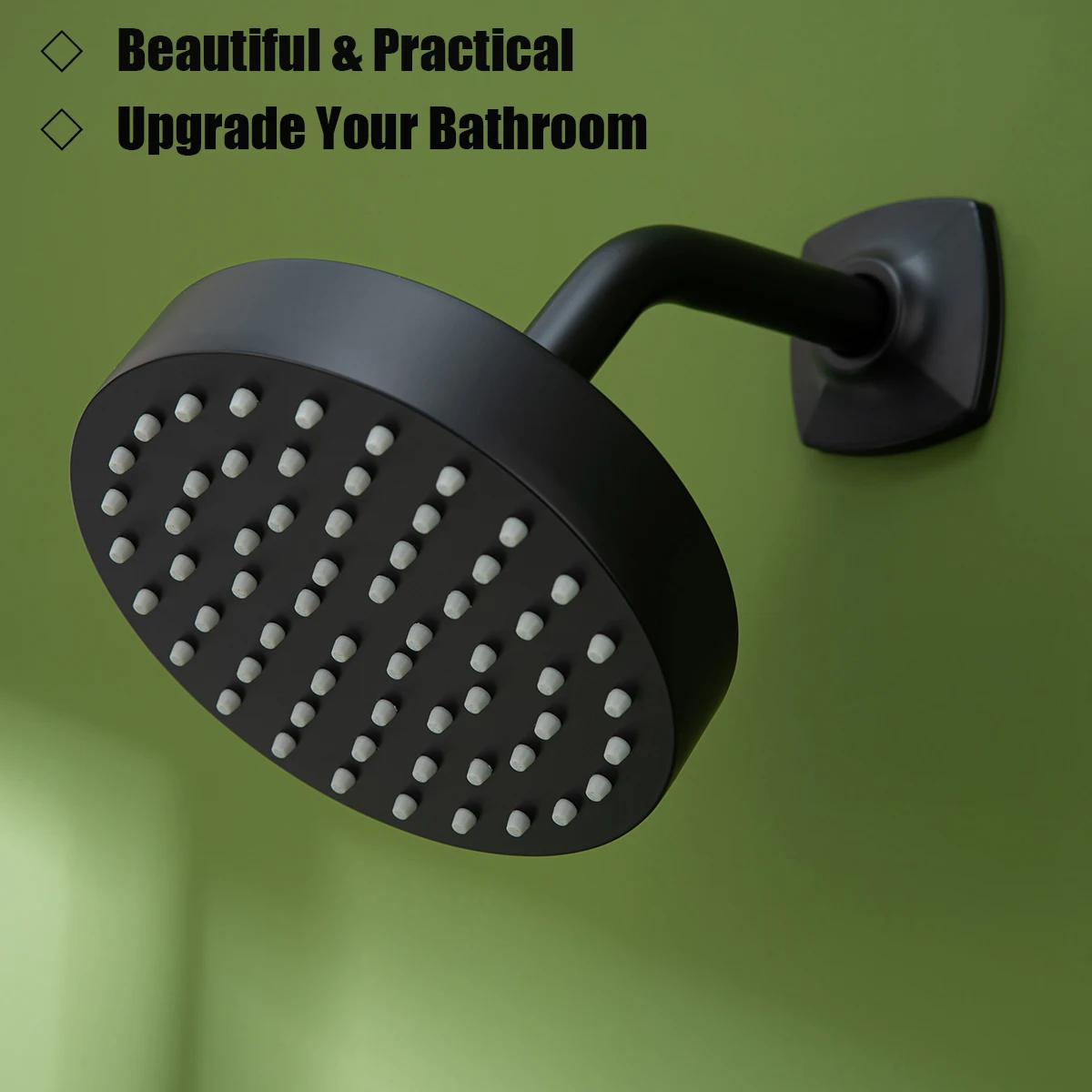 Cabezal de ducha de lluvia de acero inoxidable sólido para baño, cabezal de ducha de alta presión pequeño negro mate, montado en la pared, ducha de pulverización superior de baño ajustable