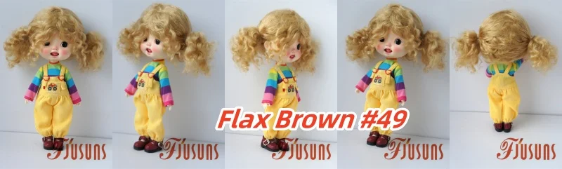 Fjusuns  JD816 Full Sizes  Soft Messy Baby Curly Twins Pony Mohair BJD Doll Wigs