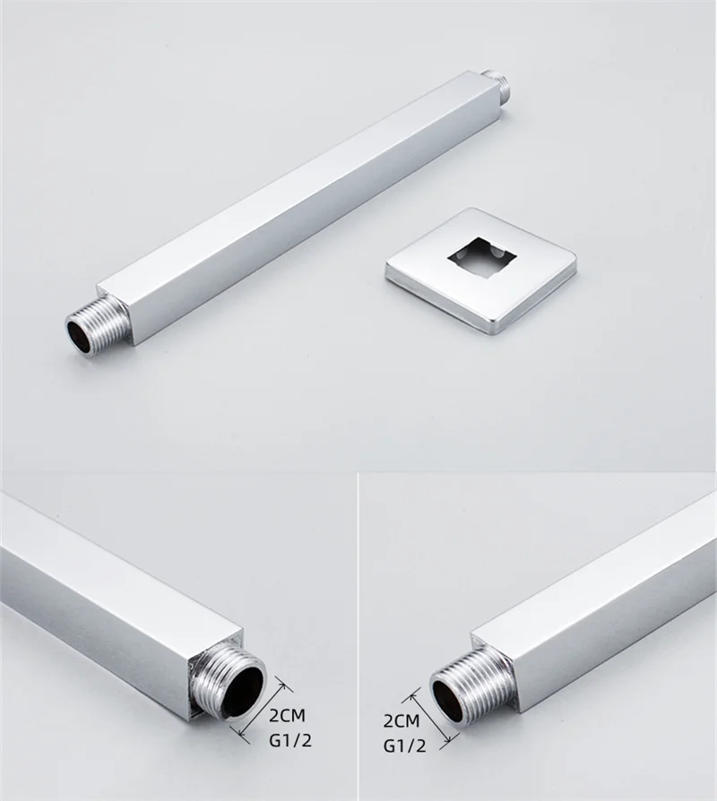 Description Picture 5 of itemCeiling Mounted Stainless Steel Bathroom Shower Head Extension Arm Tube 40/50/60/70CM Square Chrome Fixed Bar Accessories