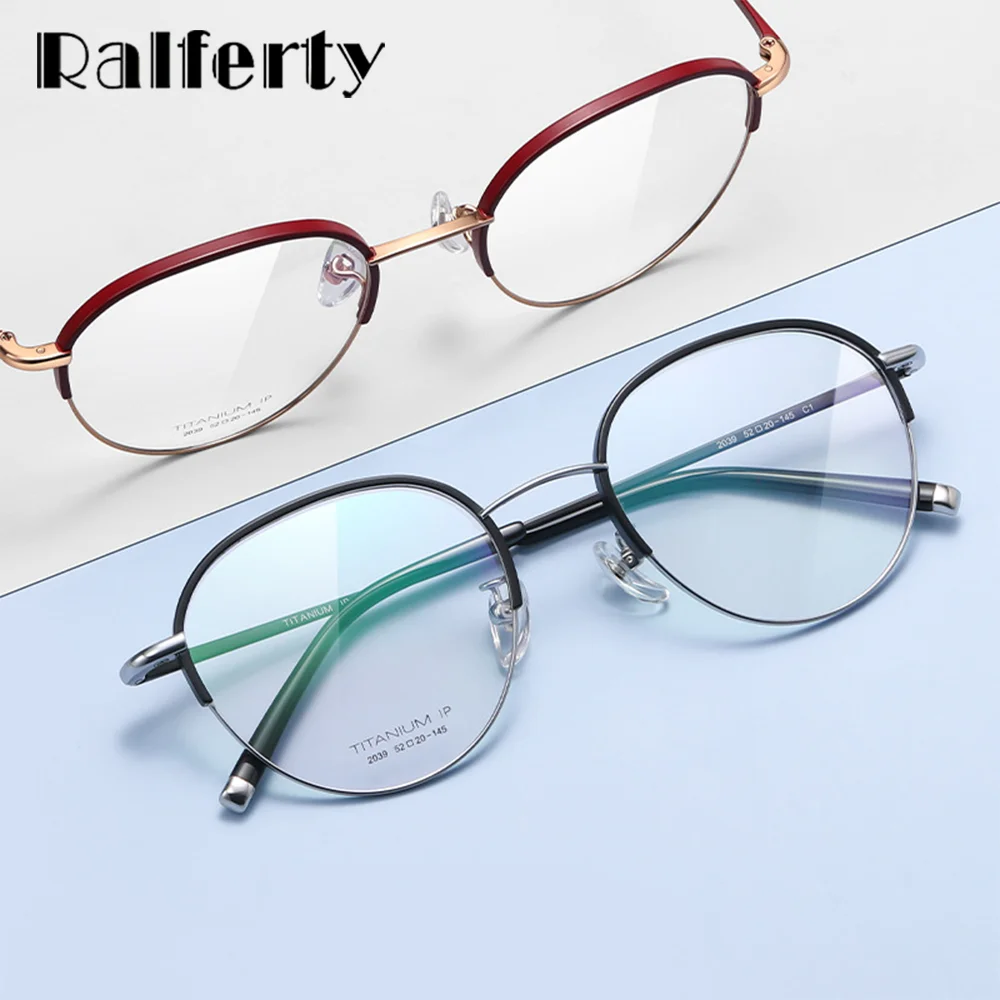

Ralferty High Quality Titanium Eyeglass Frame Women Men Brand Designer Eye Glasses Round Female Spectacle oculo de grau feminino