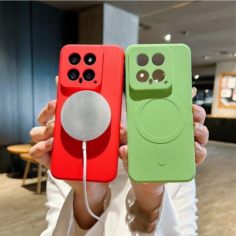

Fundas For Xiaomi 14 Pro Liquid Silicone Magsafing Phone Cover For Mi 14 Pro For Magsafe Soft Silica Gel Case For Xiaomi 14 Capa