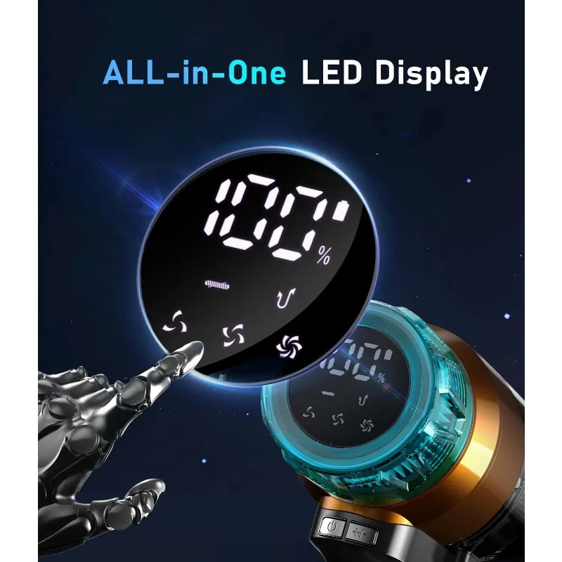 Cordless Vacuum Cleaner 600W 55Kpa Stick Vacuum,Up to 55Mins, Vacuum Cleaners for Home Rechargeable Wall Mount OLED Color Screen 5