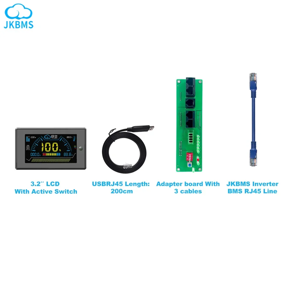 JKBMS Inverter BMS Accessory   RJ45 USBRJ45 Sample Line Adapter Board Line2.3/3.2/4.3 Inch LCD Switch